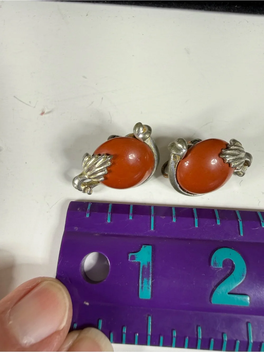 Vintage Orange Stone Clip Earrings